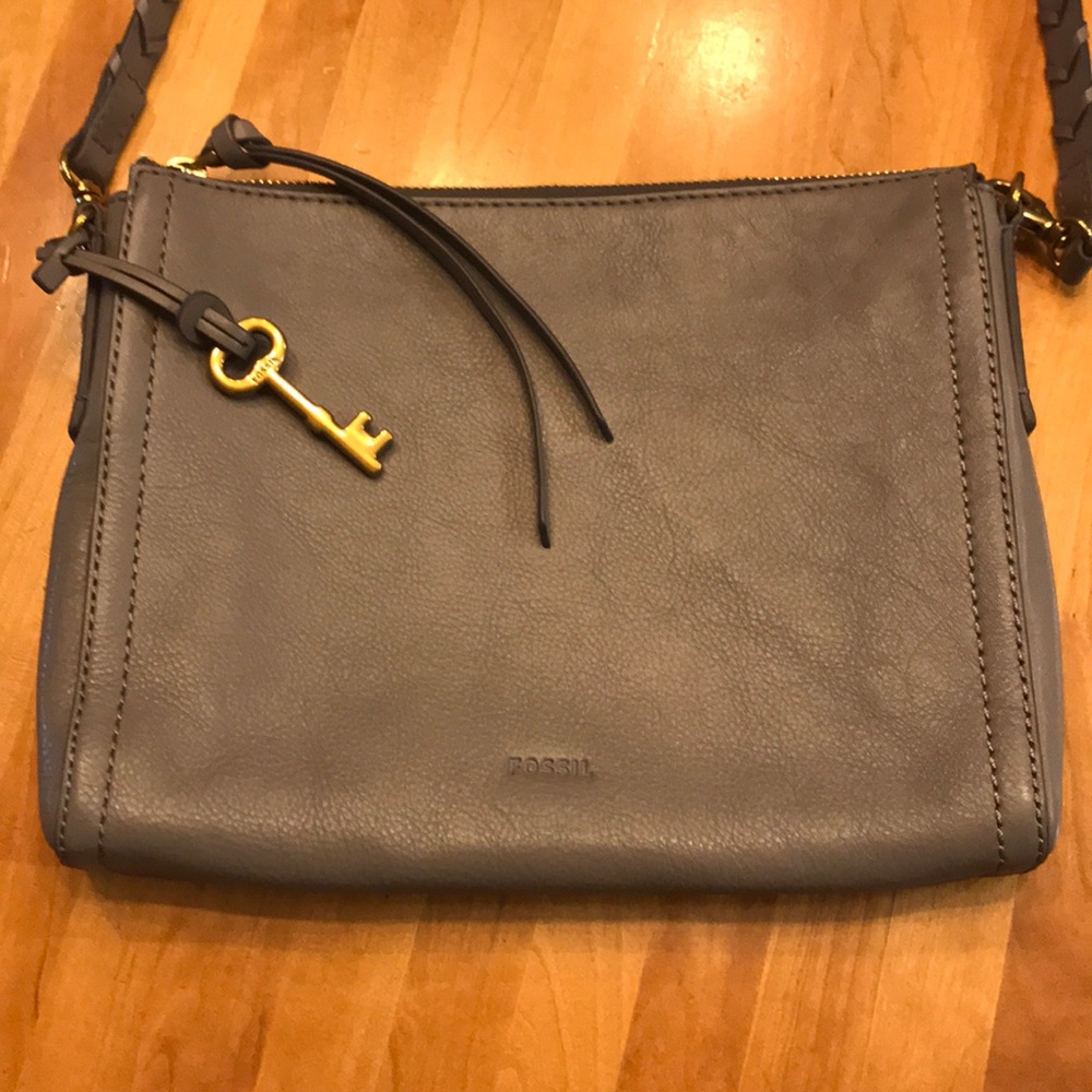 Fossil grey leather crossbody. Like new!!
